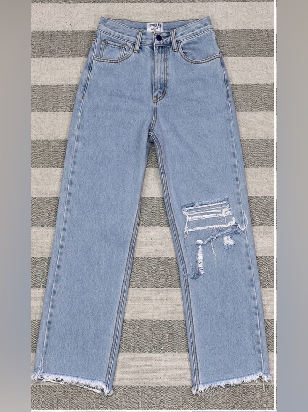 Twelve by On Twelfth Light Wash Distressed Straight Leg Jeans